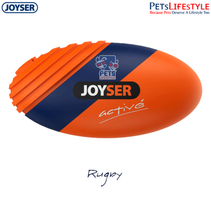 JOYSER Active TPU Rugby Ball with Squeaker Durable Dog Toy – Orange (M)