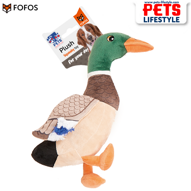 FOFOS Plush Dog Toy – Wild Duck | Realistic Soft Plush Toy with Crinkle & Squeaker