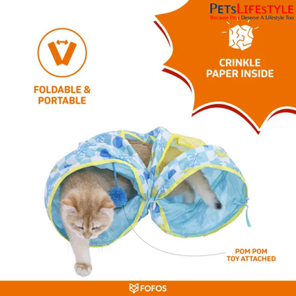 FOFOS Sardine Pop-up Cat Tunnel – Lightweight Foldable Cat Play Tunnel with Crinkle Paper