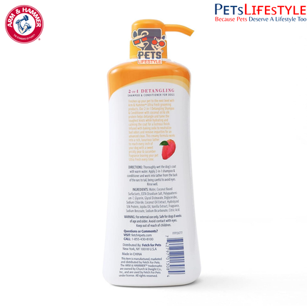 Arm & Hammer for Pets Ultra Fresh 2-in-1 Detangling Dog Shampoo + Conditioner – 24 oz (710 ml)