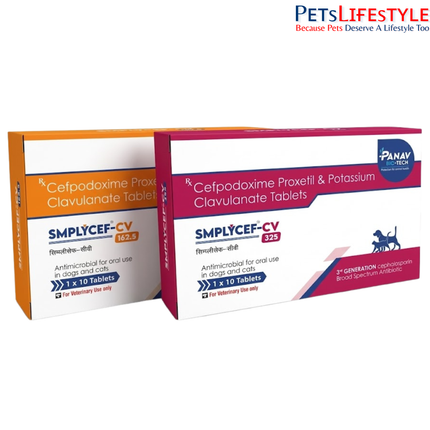 SMPLYCEF-CV Cefpodoxime Proxetil & Potassium Clavulanate Tablets for Dogs & Cats (162.5 mg / 325 mg)