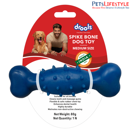 Drools Non- Toxic Rubber Spike Bone Dog Toy, PuppyDog Teething Toy