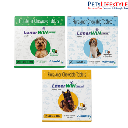 Alembic Lanerwin Fluralaner Anti Flea & Tick Chewable Tablets for Dogs & Puppies
