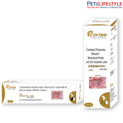 Dermotic Skin Cream & Lotion for Dogs & Cats | Ringworm, Pyoderma, Fungal & Bacterial Skin Infection Treatment