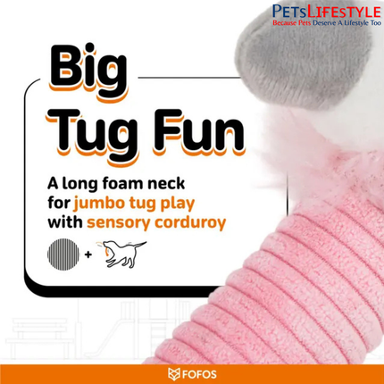 FOFOS Long Neck Crinkle Flamingo Dog Toy – Oversized Plush Toy with Squeaker & Crinkle Neck