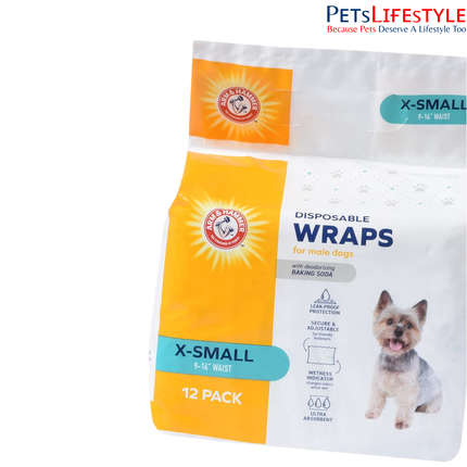 Arm & Hammer for Pets Male Dog Wraps – X-Small (12 Count)