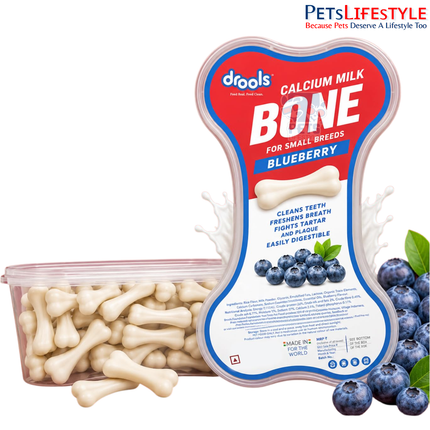 Drools Calcium Milk Bone Dog Treats – Blueberry Flavour | Calcium-Rich Dental Chews for Strong Bones & Healthy Teeth