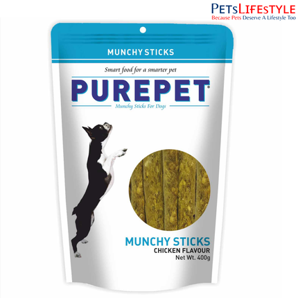 Purepet Munchy Sticks, Chicken Flavour, Dog Treats, 400 g