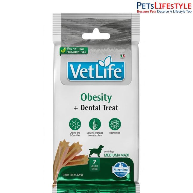 Farmina Vet Life Obesity Dental Treat for Med & Maxi Dogs 110g