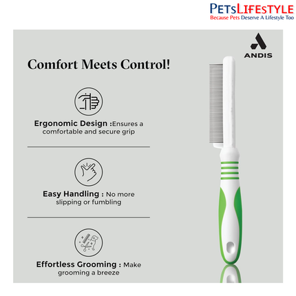 Andis Standard Flea Comb for Dogs & Cats – Lime Green