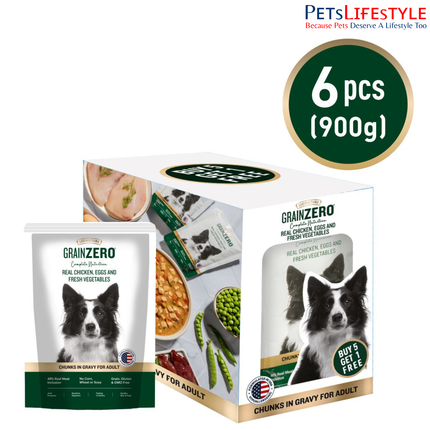Grain Zero Adult Cat Food Chicken Chunks in Gravy 150g (5+1 Combo Pack) – Complete Nutrition with Real Chicken, Eggs & Fresh Vegetables