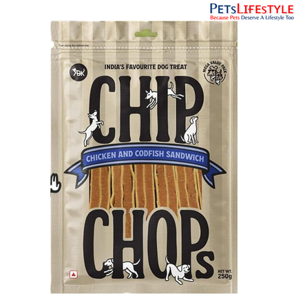 Chip Chops Chicken & Codfish Sandwich Dog Treats 250g