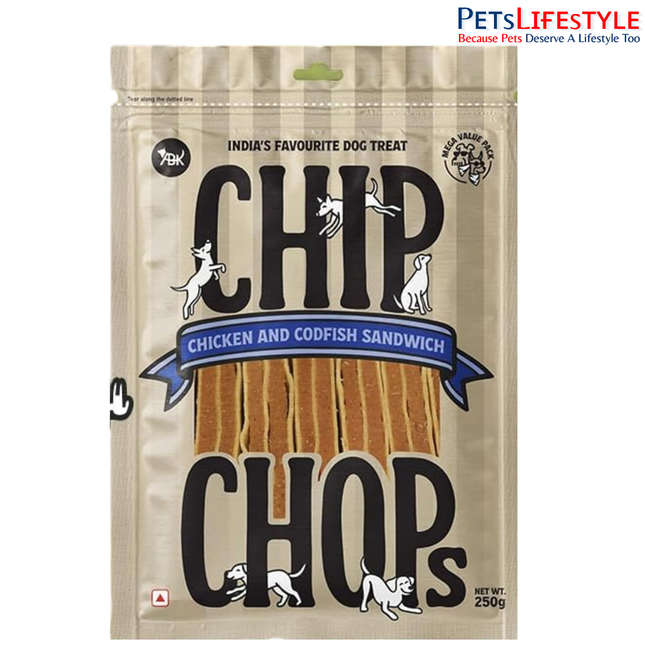 Chip Chops Chicken & Codfish Sandwich Dog Treats 250g