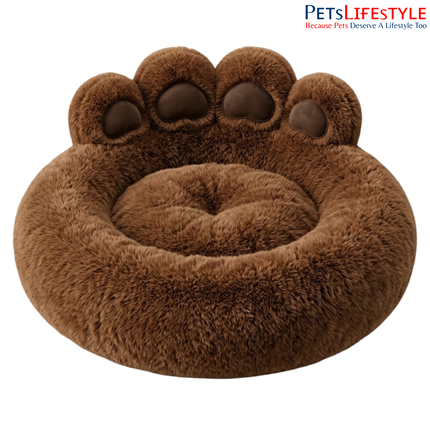 Premium Giant Paw Plush Calming Donut Pet Bed Pet House with Plush Cushion, Indoor Pet Bed