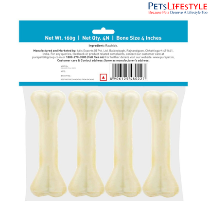 Purepet Pressed Chew Bones Dog Treats 4 Inch (10.16 cm)