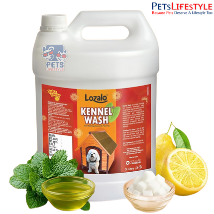 Lozalo Kennel Wash Liquid 5 Litre for Washing Dog Kennel & Flooring, Pet Shops, Veterinary Clinics & Grooming Salons (Red)
