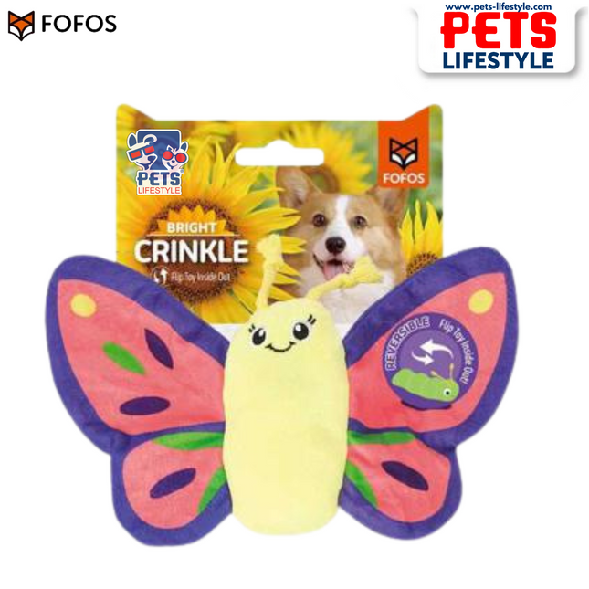 Fofos Butterfly Reversible Crinkle Dog Toy