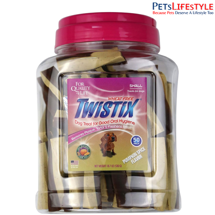 Twistix Canister Pumpkin Small 50 Sticks – Digestive Support & Dental Care Dog Chews 500g