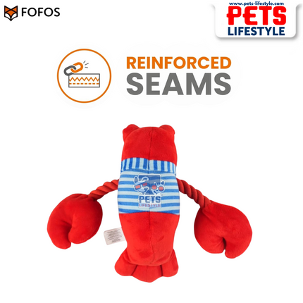 FOFOS Sealife Lobster Plush Dog Toy – Red | Tug & Chew Toy for Small & Medium Dogs