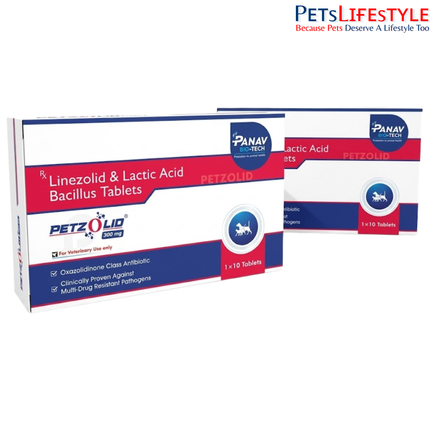 Petzolid Linezolid 300 mg & Lactic Acid Bacillus Tablets for Dogs & Cats