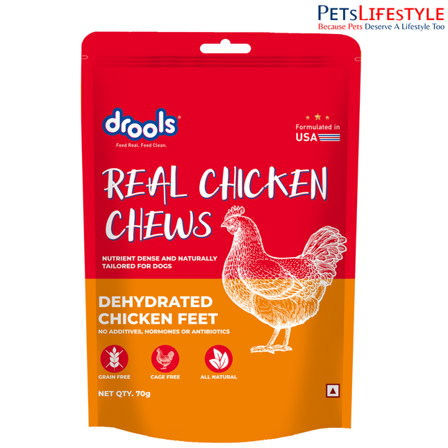 Drools Dog Treats Dehydrated Real Chicken Chews Feet 70g