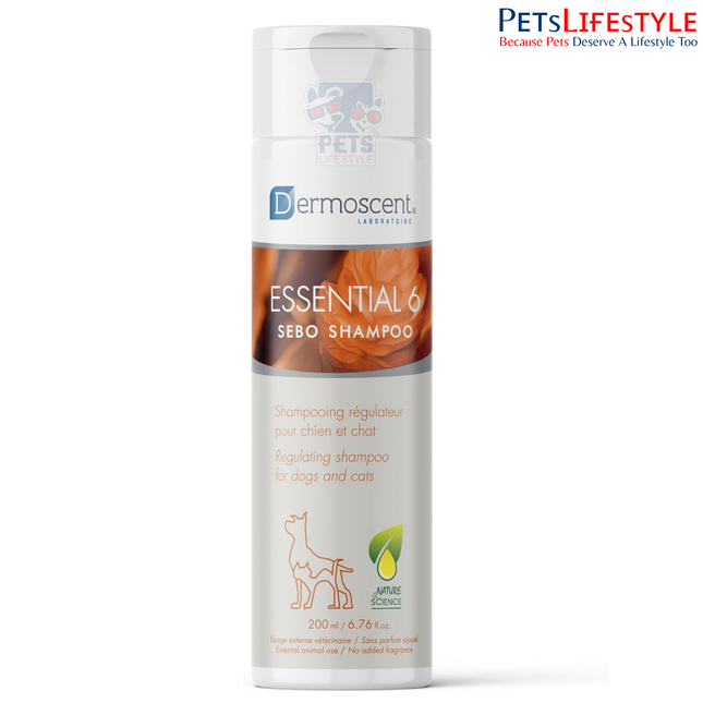 Savavet Dermoscent Essential 6 Sebo Shampoo for Dogs & Cats – Sebo-Regulating Anti-Dandruff Shampoo (200 ml)
