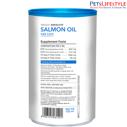 Drools Absolute Salmon Oil Syrup Supplement for Cats