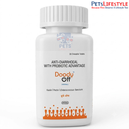 INTAS Doody Off Anti-Diarrhoeal Probiotic Chewable Tablets for Dogs & Cats (30 Tablets)