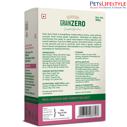 Grain Zero Real Chicken Turkey Grain-Free Fresh Dog Wet Food 350g