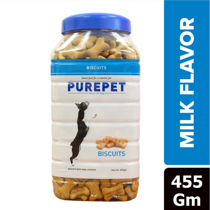 Purepet Dog Biscuits Jar (455g) – Milk / Chicken / Mutton Flavours Dog Treats