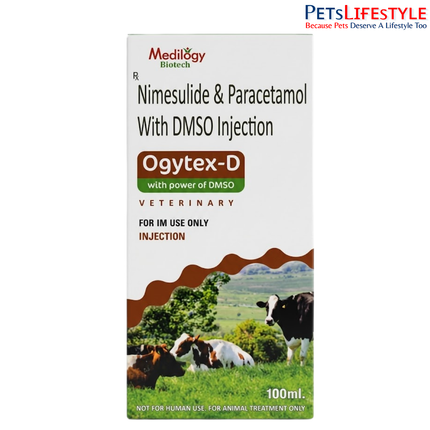 Ogytex-D Injection | Nimesulide, Paracetamol & DMSO Veterinary Injection 100ml