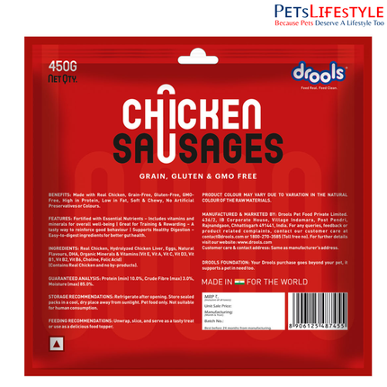 Drools Chicken Sausages Dog Treat 450g