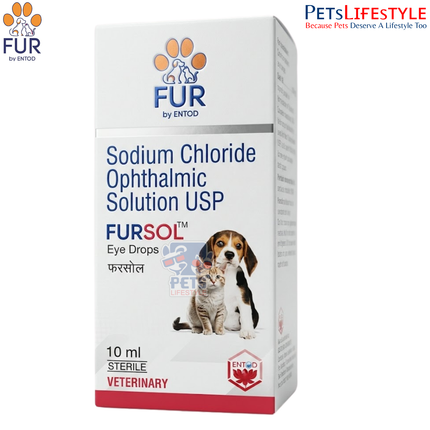 FURSOL Eye Drops 10ML – Hypertonic Saline 5% Solution for Corneal Edema & Corneal Ulcers in Dogs and Cats