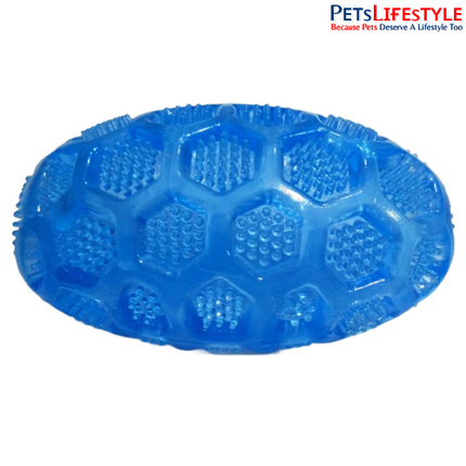 EE Toys Blue Diamond Rugby Dog Toy – Durable TPR Rubber Chew Toy for Dogs | Dental Cleaning, Fetch & Interactive Play | Blue | Small, Medium & Large
