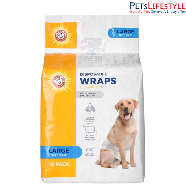 Arm & Hammer for Pets Male Dog Wraps – Large (12 Count)