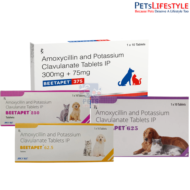 Sky EC Beeta Pet Tablets | Amoxicillin & Clavulanic Acid Tablets for Dogs & Cats | Broad-Spectrum Veterinary Antibiotic
