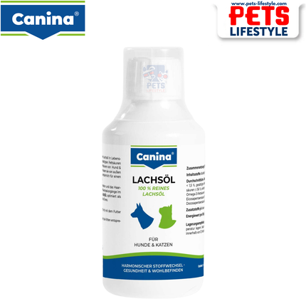 Canina Salmon Oil for Dogs & Cats – 100% Pure Omega Rich Oil for Skin, Coat & Metabolism