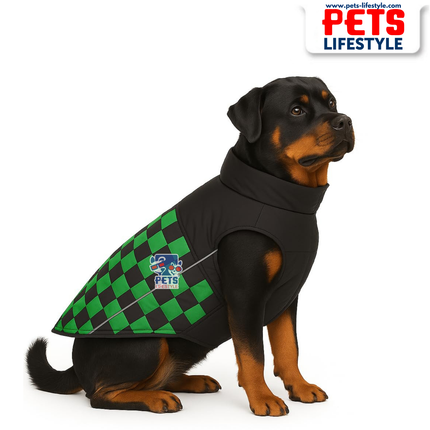 PᴇᴛsLɪғᴇsᴛʏʟᴇ Racing Jacket Dog Winter Coat (Green) – Windproof, Waterproof, Ultra Warm Fleece Lined Pet Jacket
