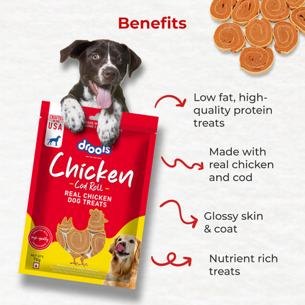 Drools Chicken Cod Roll Dog Treats 70g
