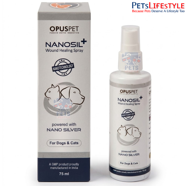 Opus Pet Nanosil+ | Silver Nanoparticle Wound Healing Spray for Dogs & Cats | 75 ml