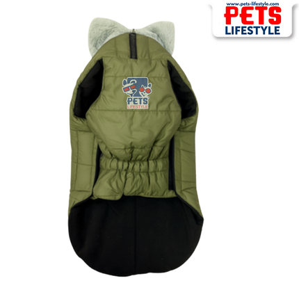 Fur Jacket for Dogs – Olive Green Winter Wear by PᴇᴛsLɪғᴇsᴛʏʟᴇ