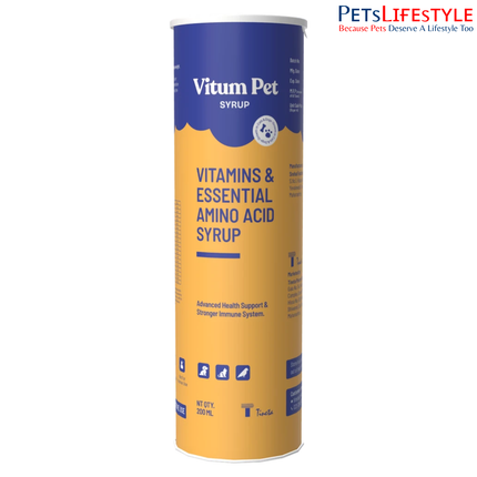 Tineta Vitum Pet Vitamins & Essential Amino Acid Syrup for Dogs, Cats & Birds 200ml