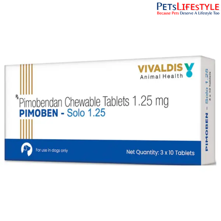 Vivaldis Pimoben-Solo 1.25 mg Tablets for Dogs – Pimobendan Cardiac Medication (Pack of 30 Tablets)