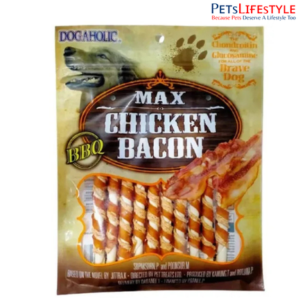 Dogaholic BBQ real bacon with BBQ flavour Max Chicken Bacon Stickspremium soft-chew treats