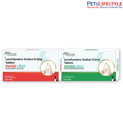 Swiss Lèvo Tablets for Dogs & Cats (Levothyroxine Sodium 0.2 mg & 0.6 mg) | Thyroid Hormone Supplement for Hypothyroidism 30 Tablets