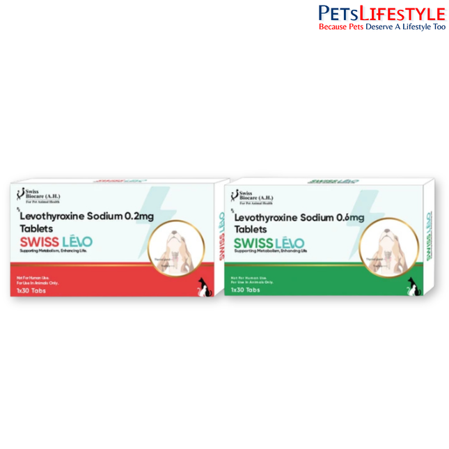 Swiss Lèvo Tablets for Dogs & Cats (Levothyroxine Sodium 0.2 mg & 0.6 mg) | Thyroid Hormone Supplement for Hypothyroidism 30 Tablets