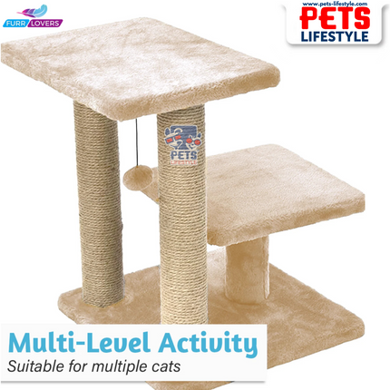 Canine Desk Cozy Cat Tree with Scratching Posts, Platforms and Dangling Toy