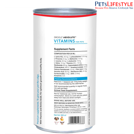 Drools Absolute Vitamin Syrup Supplement for Dogs