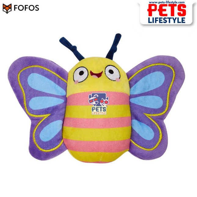 FOFOS Garden Butterfly Dog Toy – Multicolour | Plush Squeaky Rope Toy