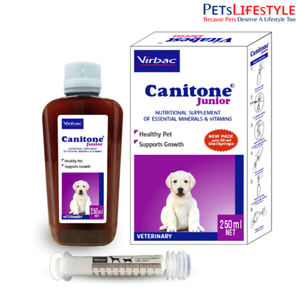 Virbac Canitone Junior Multivitamin Syrup for Dogs and Cats (250ml)